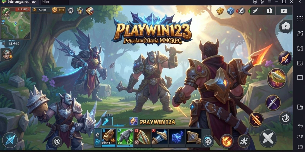Screenshot utama PLAYWIN123 menampilkan aksi tempur seru dalam dunia MMORPG.